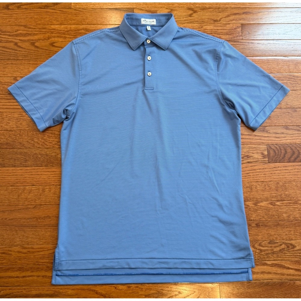 Peter Millar Summer Comfort Golf Polo Shirt Mens Medium Blue Striped No Logos
